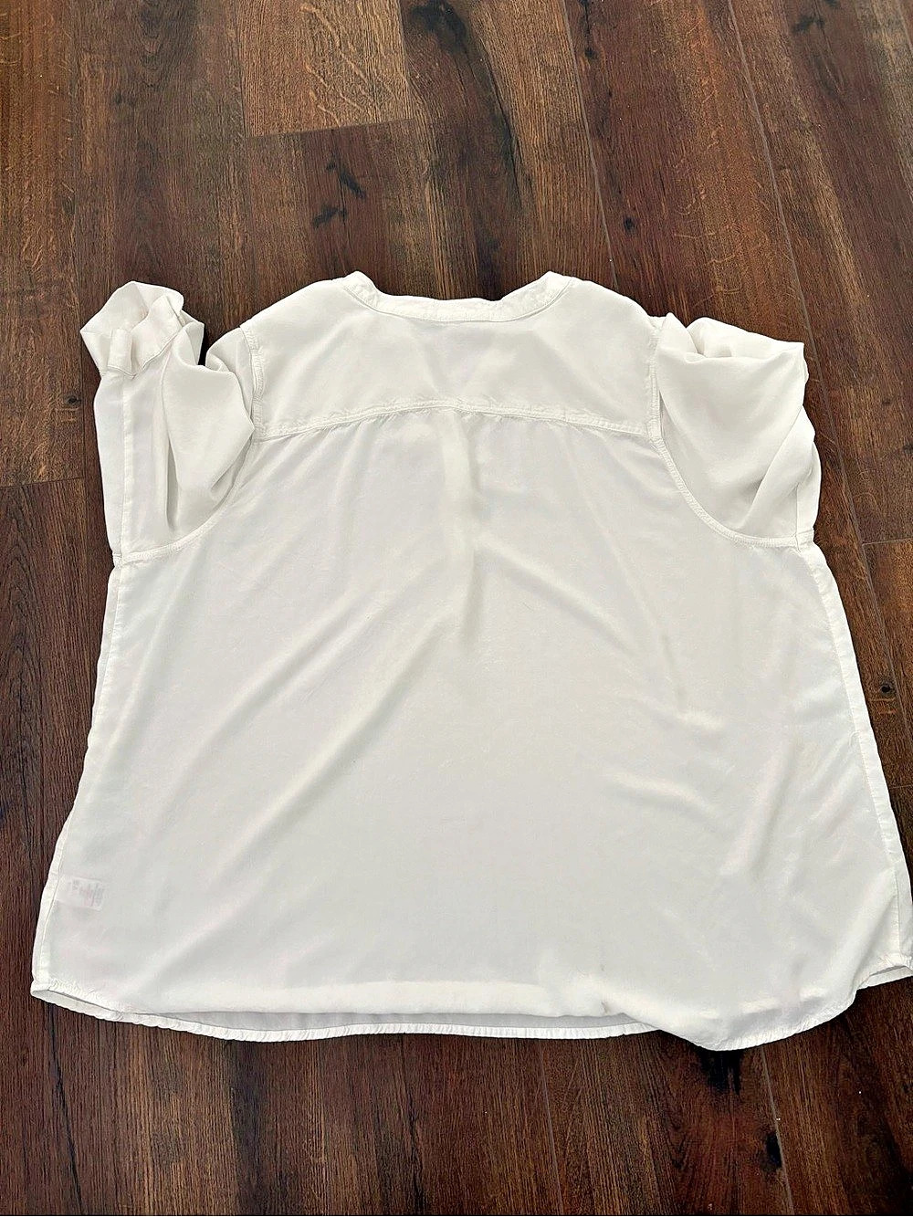 Woman Within Rayon Three-Quarter Sleeve Effortless Tab-front Blouse White 3x - Picture 2 of 8